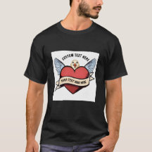 Custom Text T-Shirt | Heart Funny Seagull Tattoo