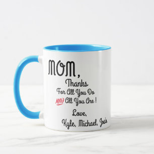 Custom Thanks Mom Mug : Perfect Mother's Day Gift