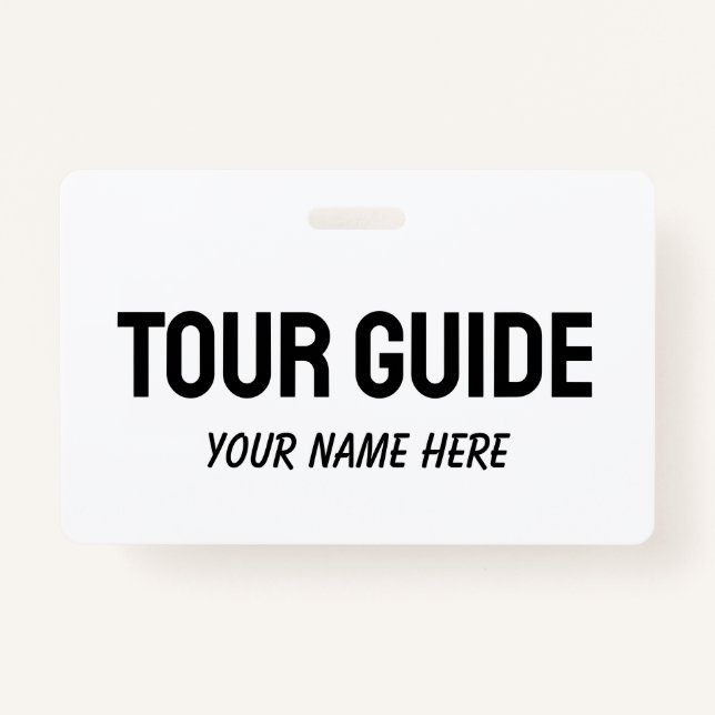 Custom tour guide name badge with clip or string (Devant)