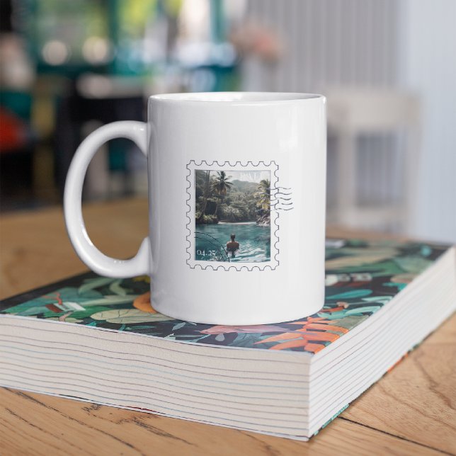 Custom Travel Stamp Photo Memory Mug (Créateur téléchargé)