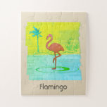 Custom Tropical Pink Flamingo Watercolor Puzzle<br><div class="desc">Custom Tropical Pink Flamingo Watercolor Puzzle,  pick the size,  number of pieces,  customize it replacing Flamingo with your photo... </div>