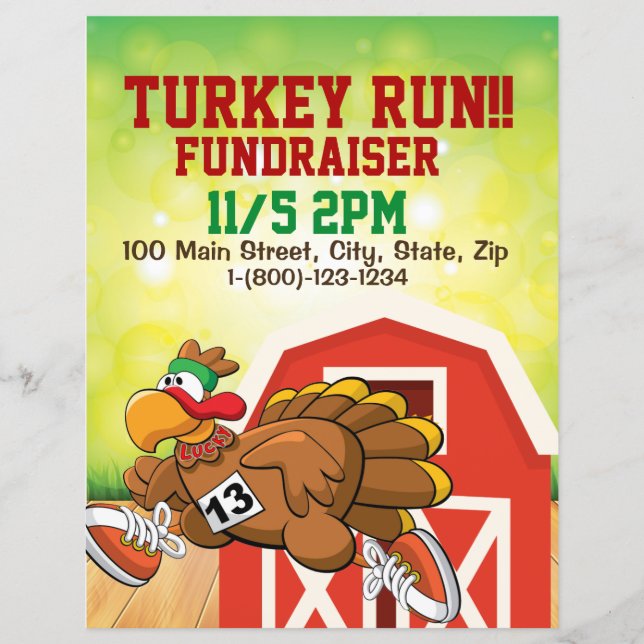 Custom Turkey Run Fundraiser 8.5x11 Flyer (Devant)