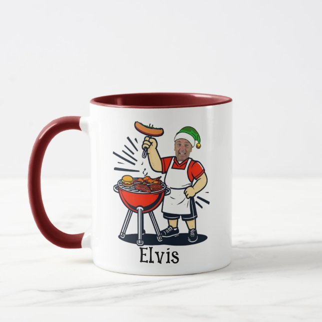 Custom Uncle BBQ Chef Mug - Christmas Photo Gift (Gauche)