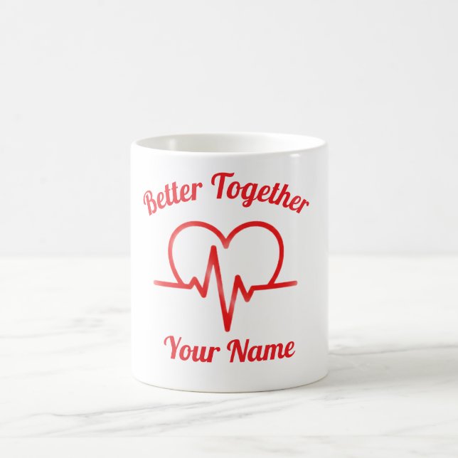 Custom Valentine’s day Heartbeat  Mug Personalized (Centre)