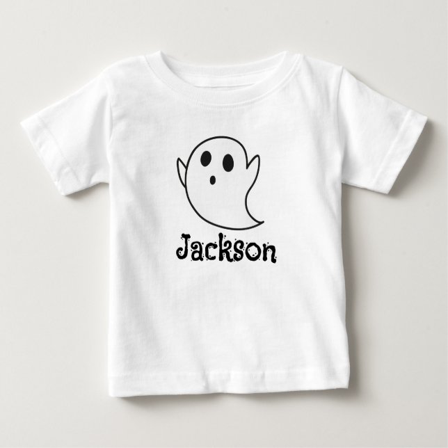 Custom White Ghost Halloween T-Shirt for Toddlers  (Devant)