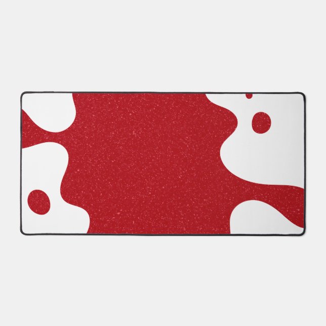 Custom White & Tomato Red Blob Desk Mat (Recto)