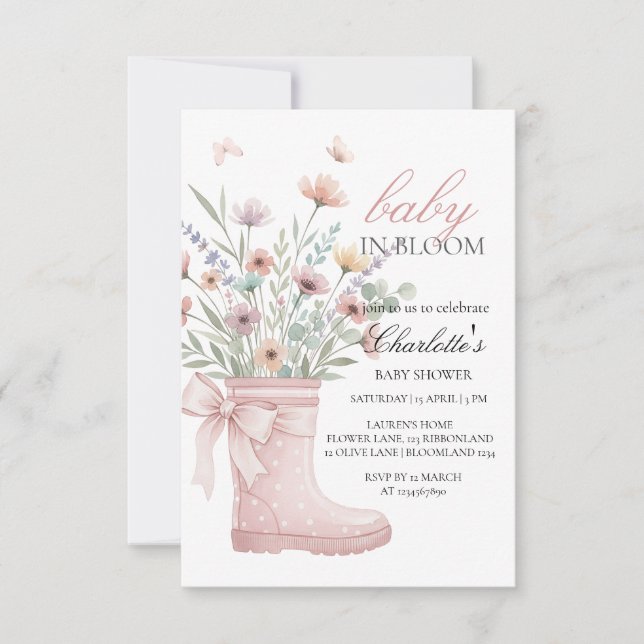 custom wildflowers floral invitations tepmplate (Devant)