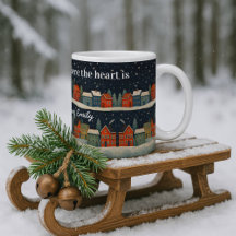 Custom Winter Village Mug with Quote and Name