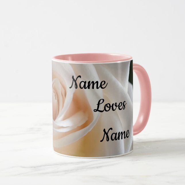 Customable White Rose "Love You" mug (Devant droit)