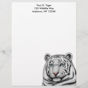 Customisable En-tête de lettre blanc élégant de tigre