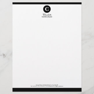 Customisable En-tête de lettre noir et blanc simple de