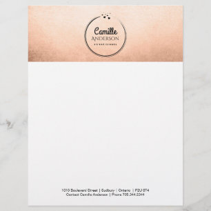 Customisable Or rose et en-tête de lettre personnalisable de