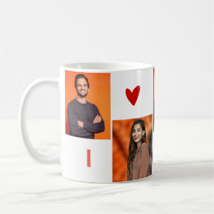 Customisé 4 Photo Collage I Heart You Coffee Mug