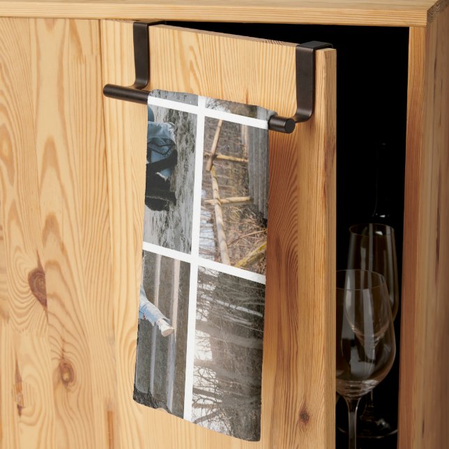 Customisé 8 Photo Collage Serviettes de cuisine (Pliage en tiers)