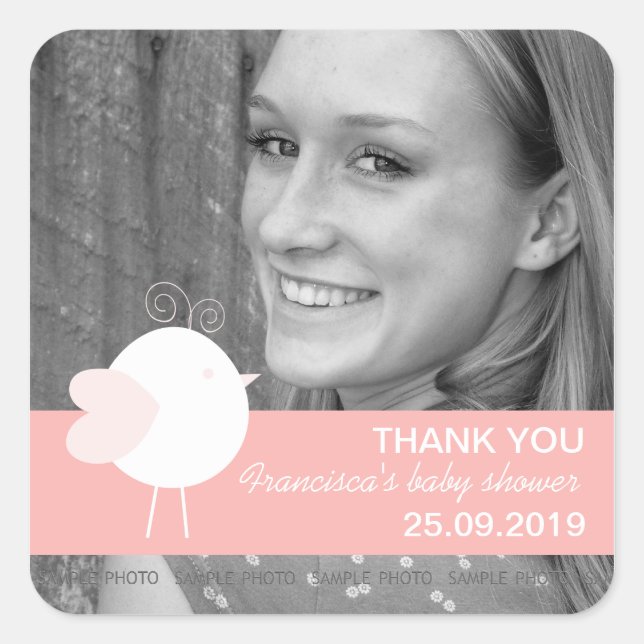 Customisé Baby Birds Baby shower Faveurs Stickers (Devant)