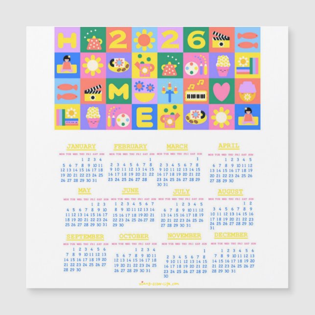 Customisé Cute and Happy Home Calender 2026 (Devant)