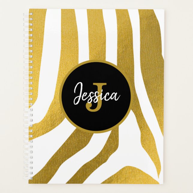 Customisé Faux Gold Zebra Print Stripes Motif (Devant)