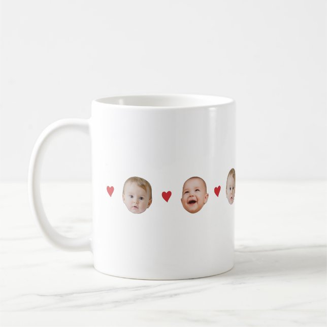 Customisé mignon bébé visage 2 Photos Mug (Gauche)