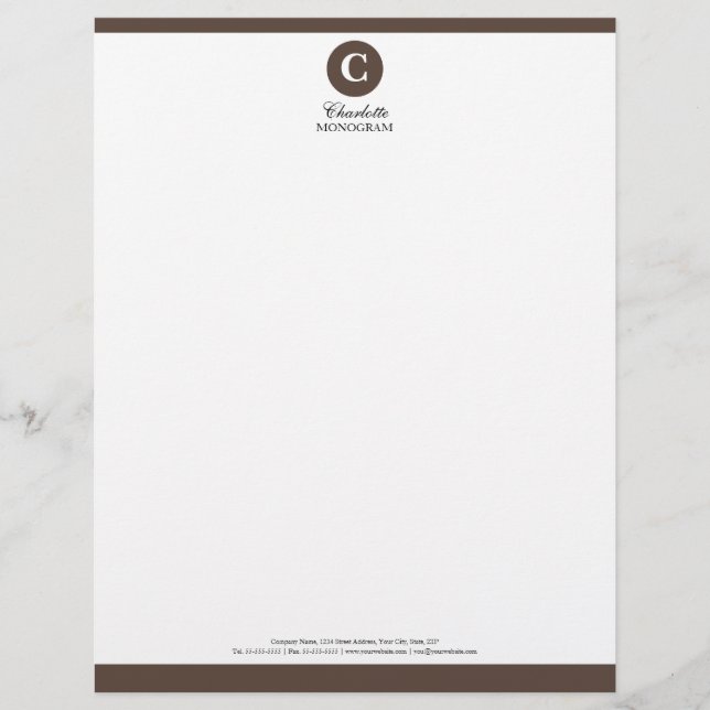 Customisée En-tête de lettre brun chocolat et blanc simple de (Devant)