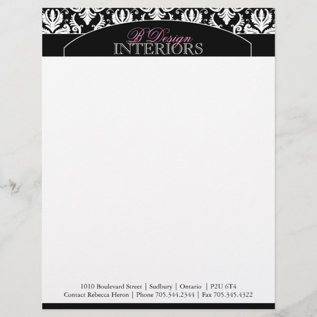 Customisée En-tête de lettre chic de dessinateur d'intérieurs (Devant)