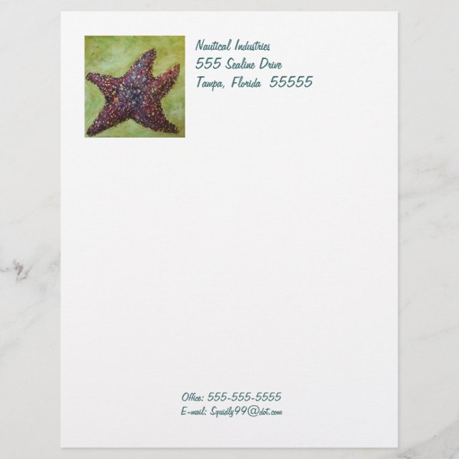 Customisée En-tête de lettre d'étoiles de mer (Devant)