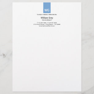 Customisée En-tête de lettre du dessus bleu blanc monogramme 