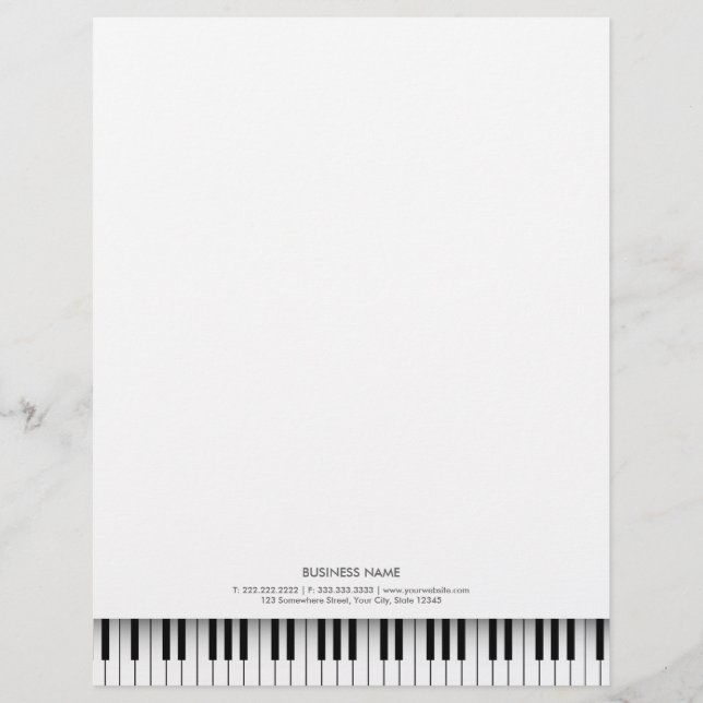 Customisée En-tête de lettre en forme de piano musical simple (Devant)