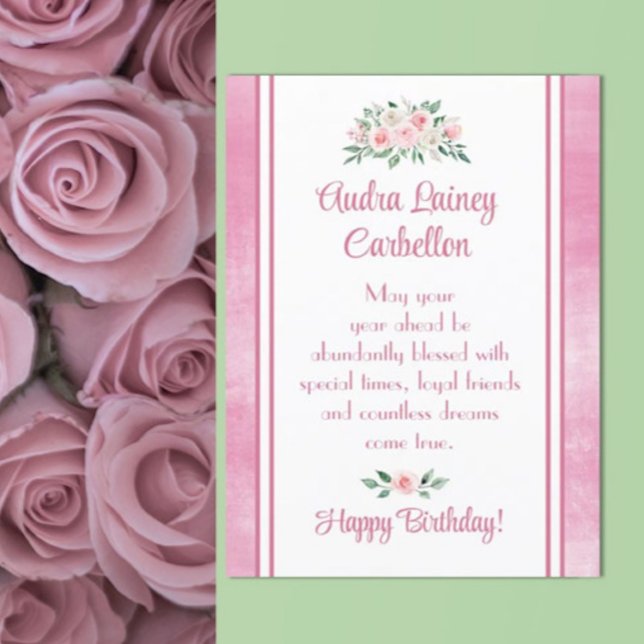 Customisée, jolie carte d'anniversaire rose (Créateur téléchargé)