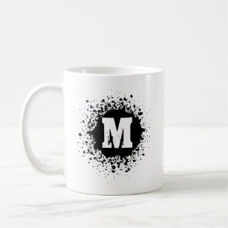 Customizable Black Ink Spot Double Monogram Mug