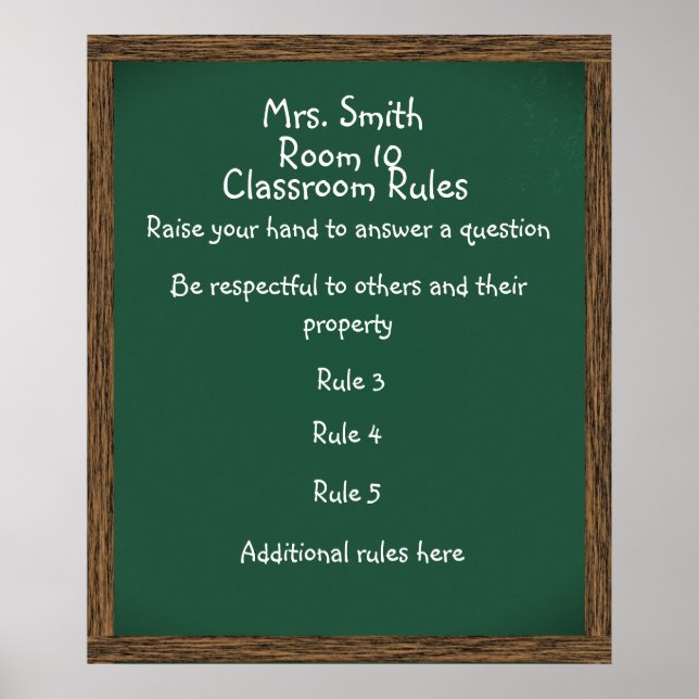 CUSTOMIZABLE Classroom Chalkboard Poster (Devant)