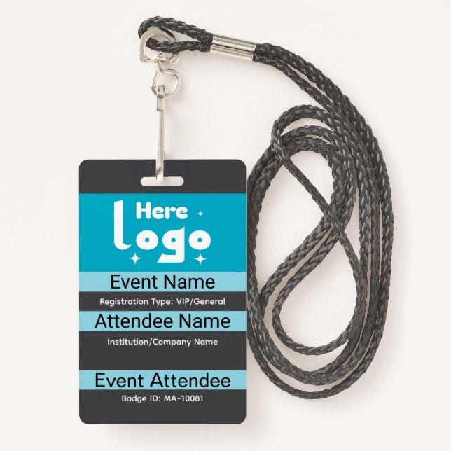 Customizable conference and expo badge template (Devant avec lanière)