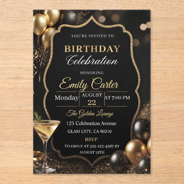 Customizable Elegant Birthday Magnetic Invitation (Recto)