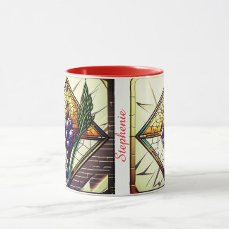 Customizable glass mug with grapes and wheat