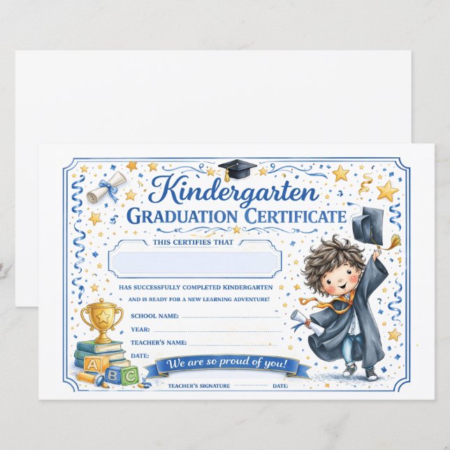 Customizable Kindergarten Graduate Certificate  (Devant / Derrière)