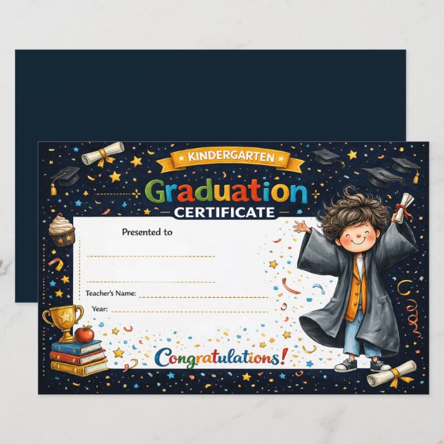 Customizable Kindergarten Graduation Keepsake (Devant / Derrière)