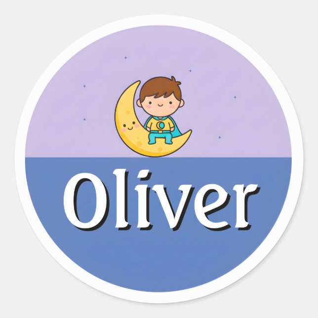 Customizable Moon & Stars Dreamy Kids Name Sticker (Devant)