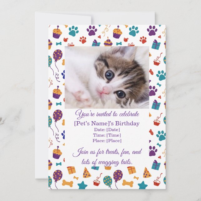 Customizable Pet Birthday Party Invitation (Devant)