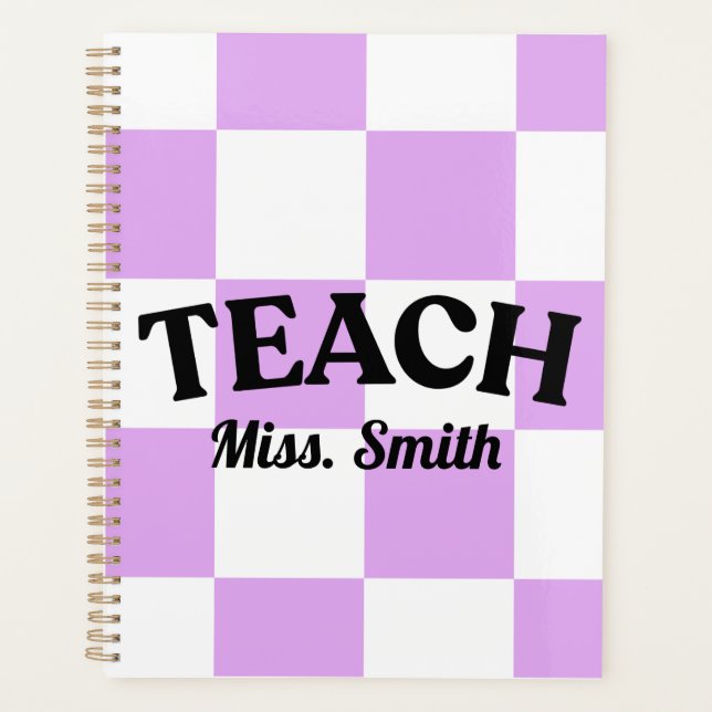 Customizable Purple Checkered Teacher Planner (Devant)