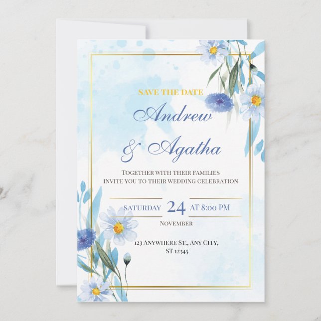 Customizable save the date weddind invitation (Devant)