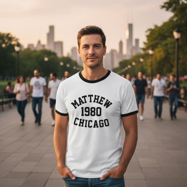 Customizable T-Shirt with Name, Birthdate, and Cit (Créateur téléchargé)