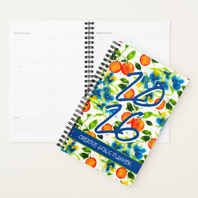 Customize 2026 Oranges & Blue Blossoms Planner (Devant avec enveloppe)