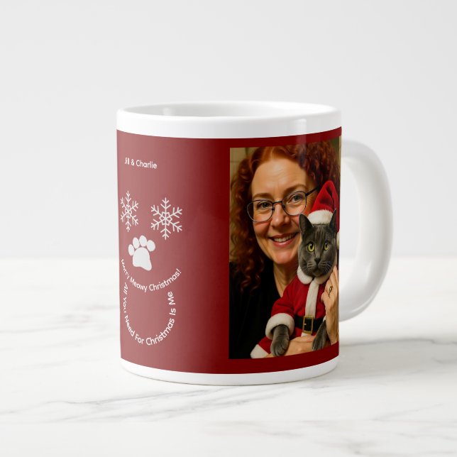 Customize ,Christmas Cat Owner Photo Specialty Mug (Devant droit)
