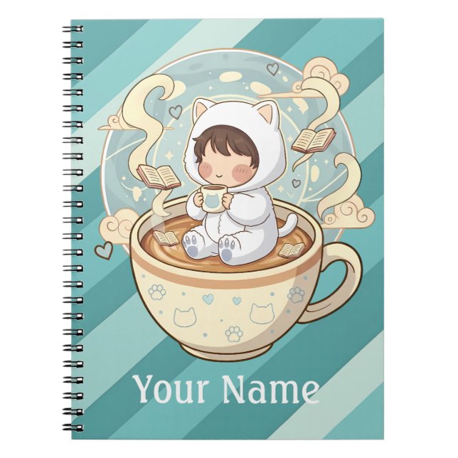 Customized Cat Notebook Journal for Student Writer (Devant)
