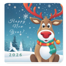 Customized Square Happy New Year Sticker