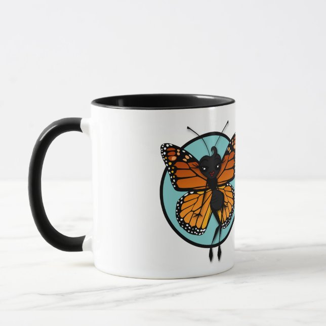 CUT MONARCH BUTTERFLY LADY RINGER MUG (Gauche)