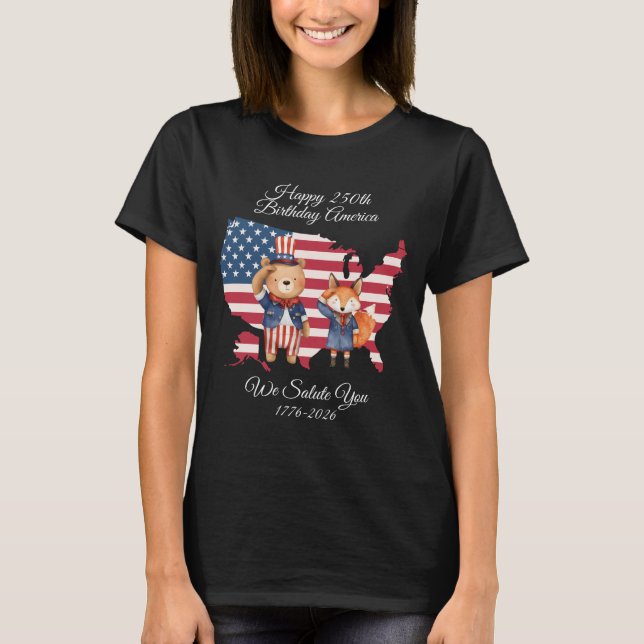 Cute 250th Birthday America T-Shirt (Devant)