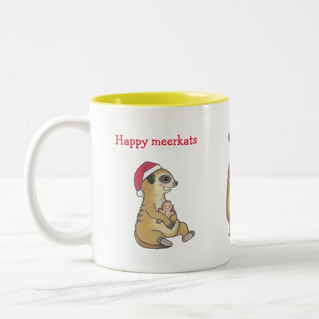 Cute 4 Meerkats Noël Café de Noël Cocoa Mug (Gauche)