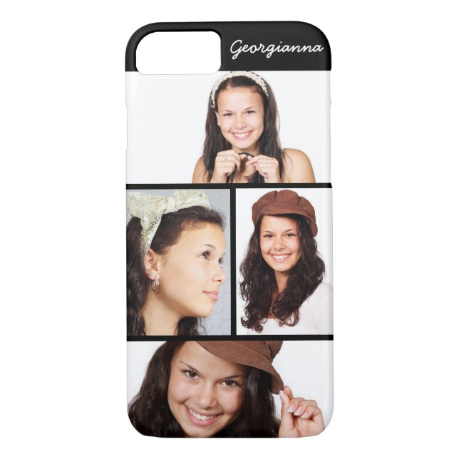 Cute 4 Photo Personnalisé iPhone 8 7 Coque (Dos)