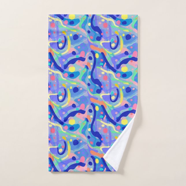 Cute Abstrait Pastel Neon Motif répétitif (Serviette à main)