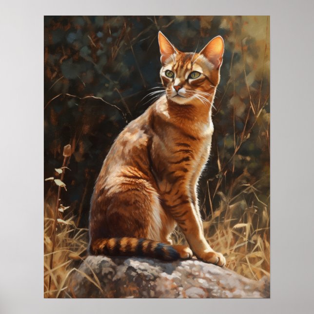 Cute Abyssinian Cat Art Imprimer Poster (Devant)